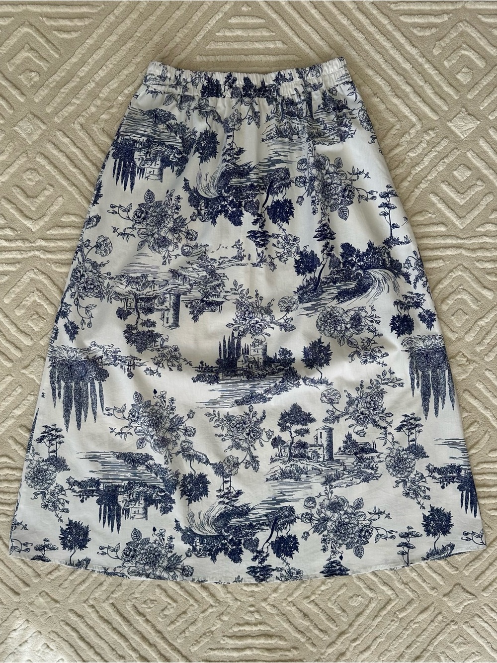 Harlow & Rose Romantic Toile Print Blue - White Maxi Skirt Cottagecore Size: S - Picture 9 of 16